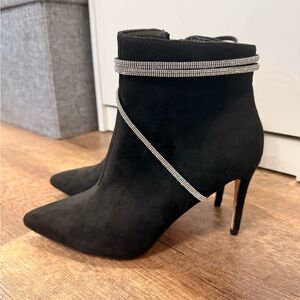 New York & Company Black Ankle Boots with Silver Accents